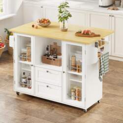 Kitchen Island with Foldable Worktop, Kitchen