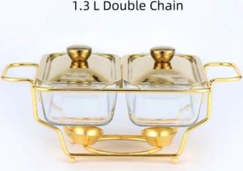 Large Capacity Golden Rectangular Glass Dining