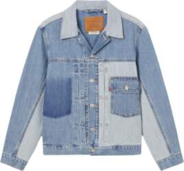 Levis Casual Comfortable Patchwork Single-Breasted Long