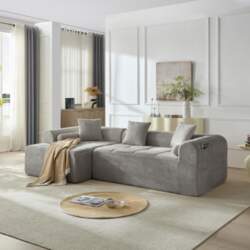 Light Grey Corner Sofa Made of