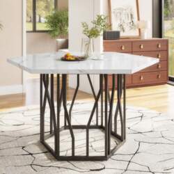 Modern Hexagonal Marble Dining Table, Black