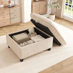 Sofa Stool with Storage, Chenille, Padded