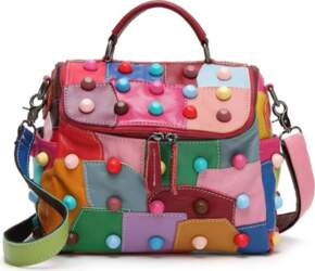 Soft PU Leather Patchwork Messenger Bag