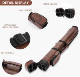 Square Four-Hole Pool Cue Case Leather
