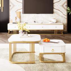 Stackable Coffee Table: High-Gloss Marble Look