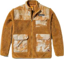 Timberland Brown-Yellow Patchwork Print Multi-Pocket Fleece