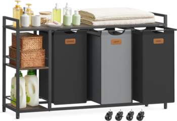 VASAGLE Laundry Hamper with 3 Compartments