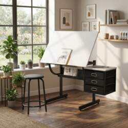 White tabletop Adjustable drafting drawing table