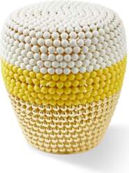 Polspotten Taburete Dot con rayas blanco-amarillo