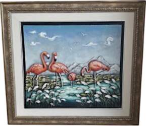 Glezna 3D ar flamingo