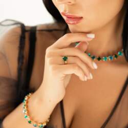 Gold-plated adjustable ring with 1 crystal