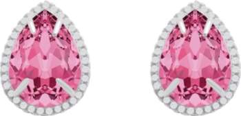 Drop-shaped silver earrings with crystals &quot