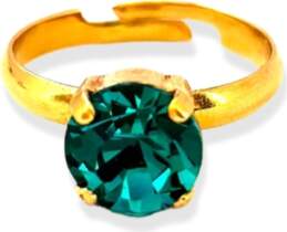 Gold-plated adjustable ring with 1 crystal