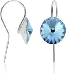 Silver earrings with 12mm blue crystals