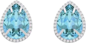 Drop-shaped silver earrings with crystals &quot