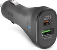 SBS, USB-A, USB-C, 25 W, melna
