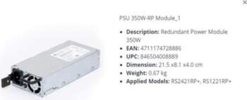 SYNOLOGY Redundant Power Module 350W -