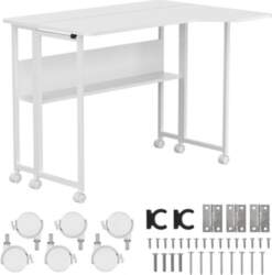Maclean Folding Desk/Table, White, Mobile, 100x73