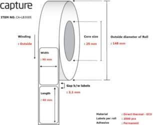 Capture Label 90x60, Core 25,