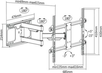 Cabletech TV bracket 37-70 " Black