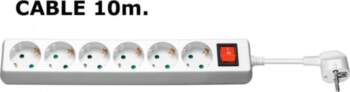 MicroConnect 6-way Schuko Socket 10M White