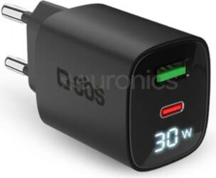 SBS LCD Wall Charger, USB-A, USB-C
