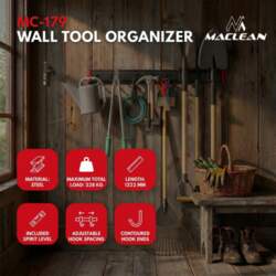 Maclean Wall-Mounted Tool Organizer, steel, max