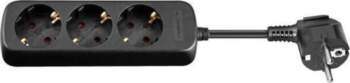 MicroConnect 3-way Schuko Socket 5M Black