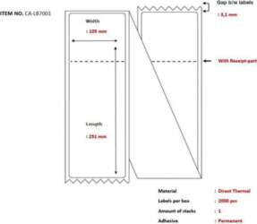 Capture CA-LB7001 printera etiķete Balts