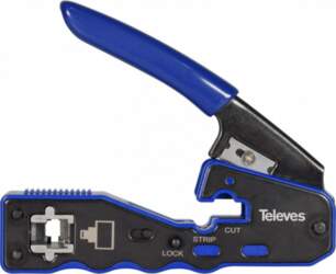 Crimping machine for RJ45 connectors with
