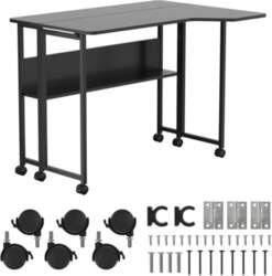 Maclean Folding Desk/Table, Black, Mobile, 100x73