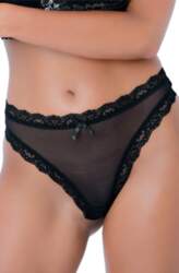 Daring Intimates Mesh Thong With Ruched-Back