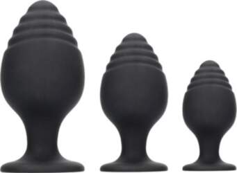 Ouch Rippled Butt Plug Set Black