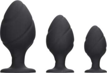 Ouch Swirled Butt Plug Set Black
