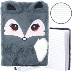 LEAN Plush Notebook Lined Gray Fox