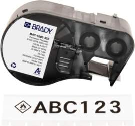 Brady M4C-1000-422 poliestera etiķetes, melnas uz