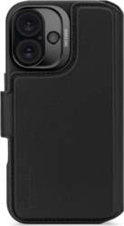 Ādas maciņš iPhone 16, melns
