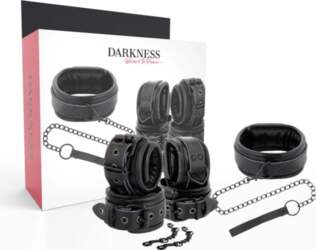 Darkness Black Leather Collar & Handcuff