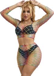 Subblime 2-Piece Mesh Set Rainbow Long