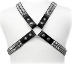 ZADO Leather Body Harness with Pyramid