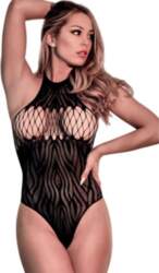 Magic Silk Seamless Halter Teddy Black
