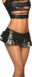 Mapale Wet Look Black Double Ruffle