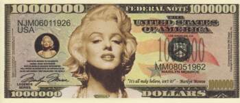 Miljons dolāru banknote "Marilyn Monroe&quot