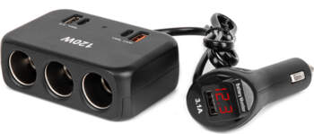 Triple extension socket charger with digital