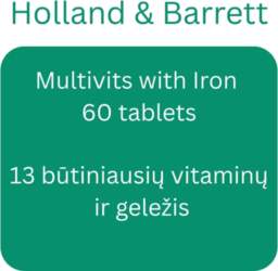 Multivitamīni ar dzelzi – 60 tabletes