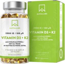 AAVALABS D3 K2 vitamīns augstā devā
