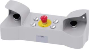 Two-hand operation console for command devices