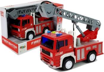Fire engine with pull, ladder, Red