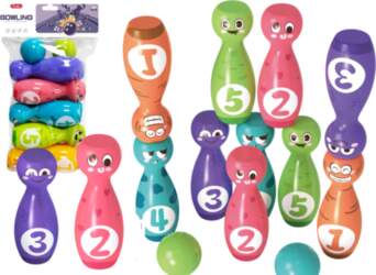 Bowling Set Smiley Balls Colored 10pcs