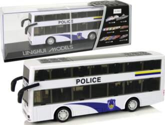 White Double-decker Police Bus with Pull